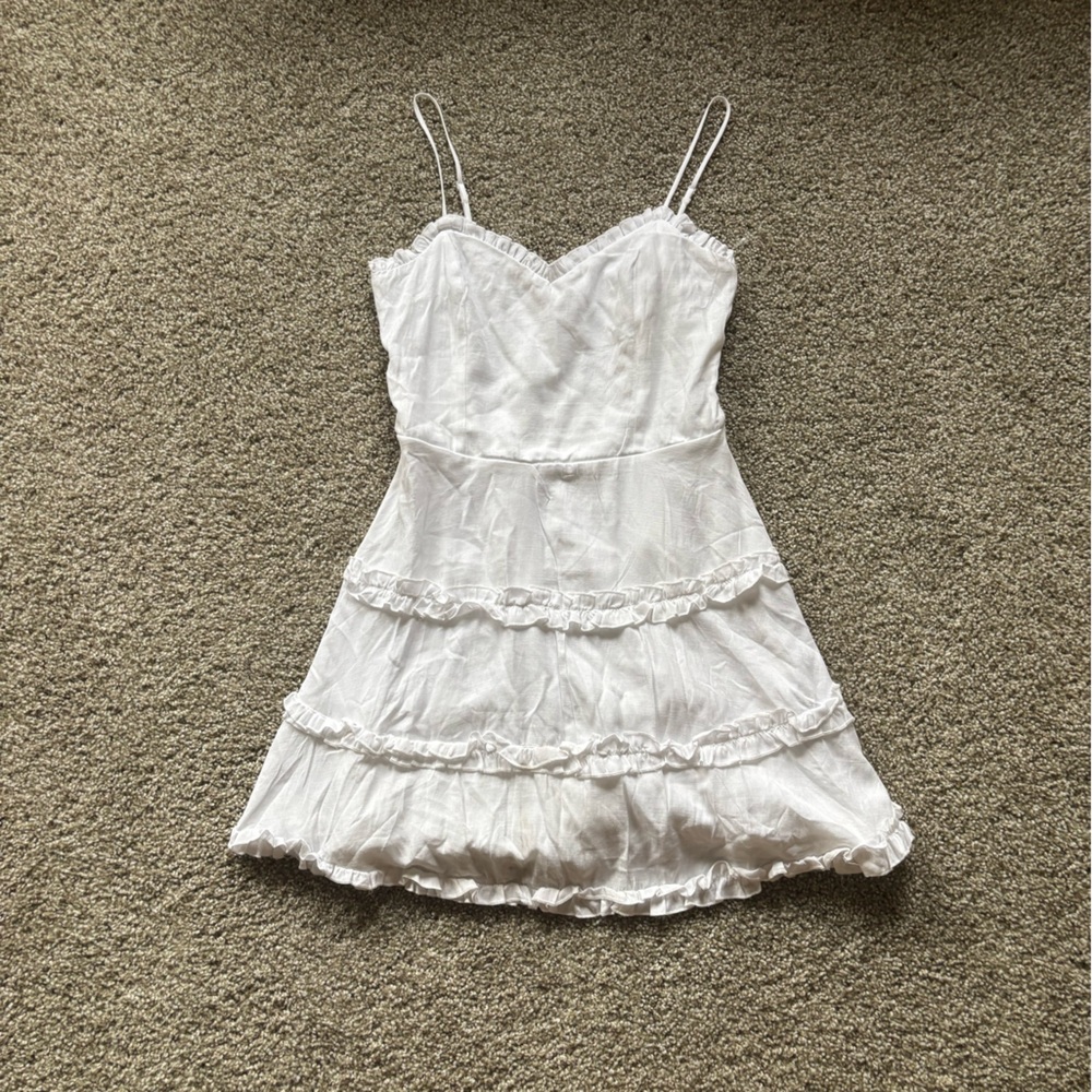 White Graduation/Engagement Dress – Ruffle Mini Dress